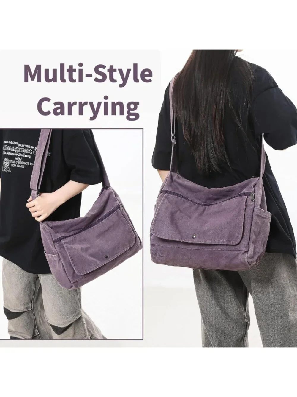 Stylish Canvas Crossbody Messenger Bag for Women & Men - Vintage Satchel Design